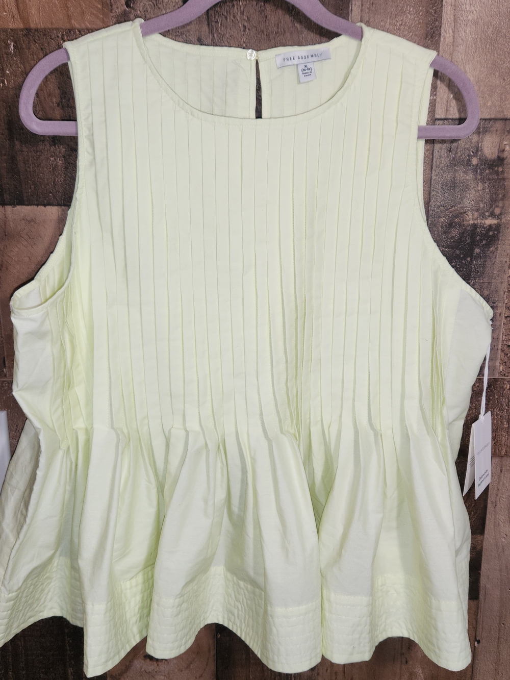 Free Assembly Light Yellow Pleated Peplum Blouse